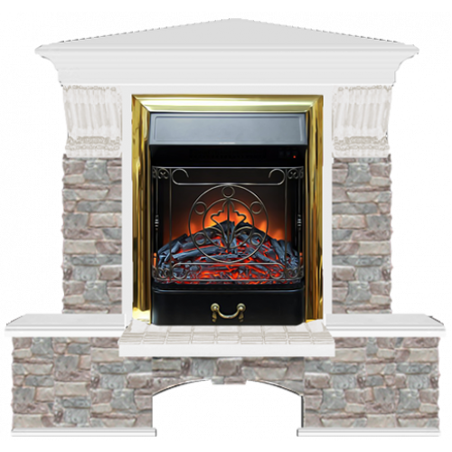 Бостон К Грот цветной угловой (белый)+Majestic Brass