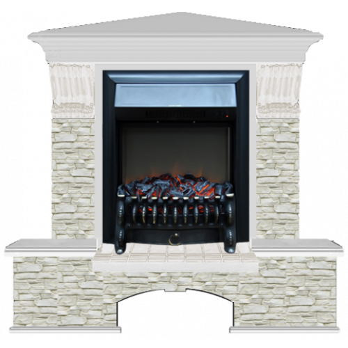 Бостон К Грот однотонный угловой (беленый дуб)+Fobos Black