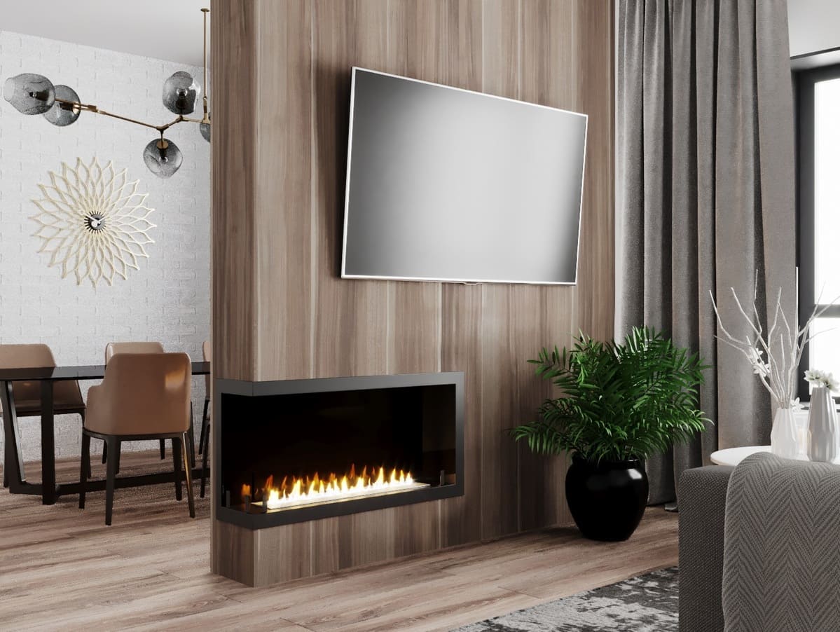 Биокамин "Русский огонь" Честер 1000 угловой левый с защитным стеклом по цене 36 850 руб.