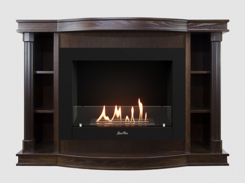 Каминный портал МДФ "Андерсен 1400" с биокамином Lux Fire "Фаер Бокс 2 - 33" (темный орех)