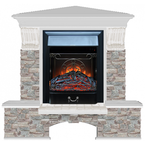 Бостон К Грот цветной угловой (беленый дуб)+Majestic Black