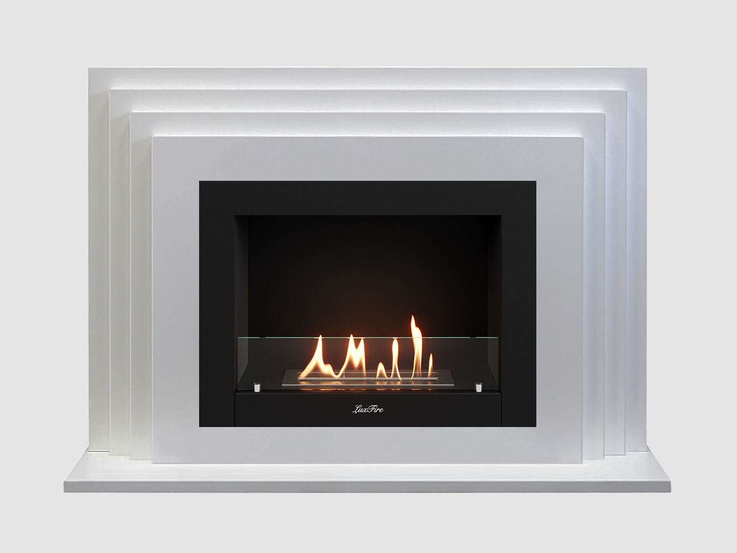 Каминный портал МДФ "Амстердам 1100" с биокамином Lux Fire "Фаер Бокс 2-25.5" (белый) по цене 72 100 руб.