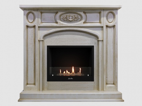 Каминный портал МДФ "Флоренция 1400" с биокамином Lux Fire "Фаер Бокс 1 - 30" (бежевый)