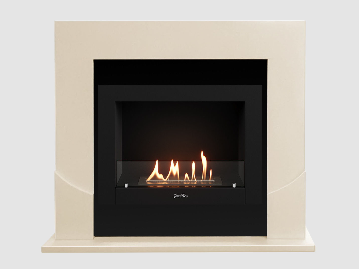 Каминный портал МДФ "Ассен 1110" с биокамином Lux Fire "Фаер Бокс 2 - 25.5" (бежевый) по цене 68 100 руб.