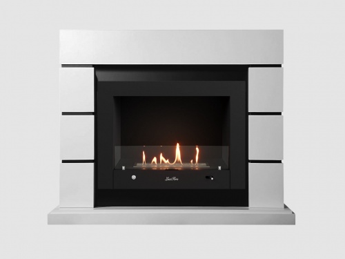 Каминный портал МДФ "Аляска 1240" с биокамином Lux Fire "Фаер Бокс 4-30" (белый)