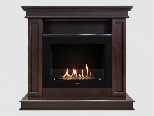 Каминный портал МДФ "Раймонд 1250" с биокамином Lux Fire "Фаер Бокс 2 - 33" (темный орех)