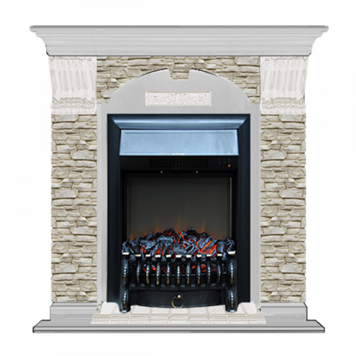 Арочный Грот однотонный (беленый дуб)+Fobos Black