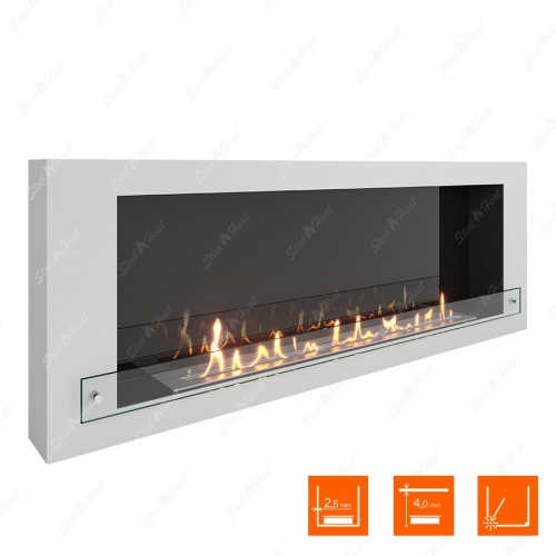 Биокамин SteelHeat WALL 1500 белый (стекло + стемалит)