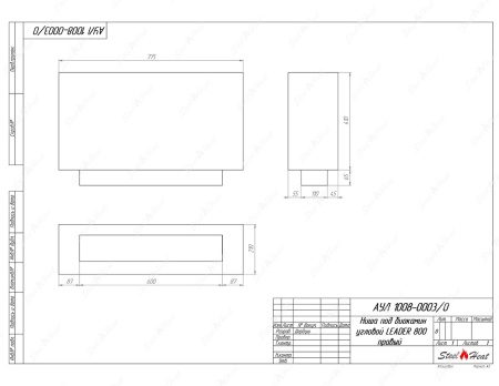 Биокамин угловой SteelHeat Leader 800 правый стекло + стемалит по цене 40 723 руб.